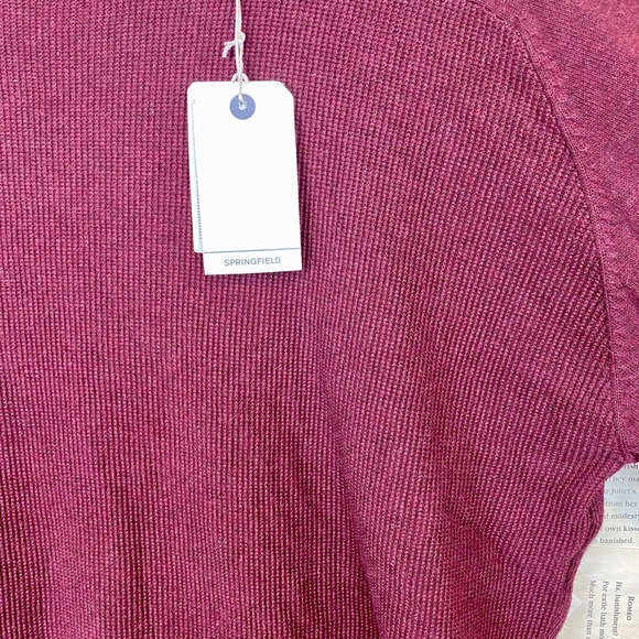 NWT Red Waffle Knit Sweater Flannel top Red/Burgundy Size XXL Or 44 - Picture 4 of 10